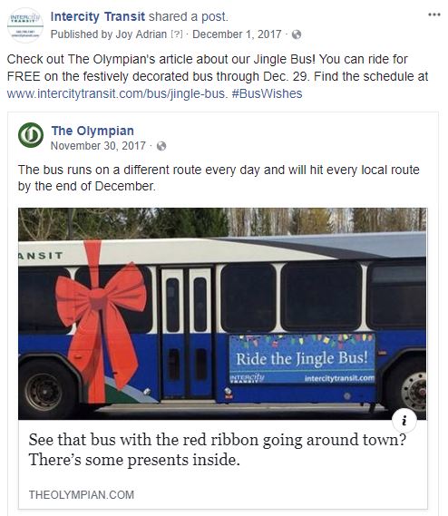 Intercity Transit Jingle Bus Facebook Post