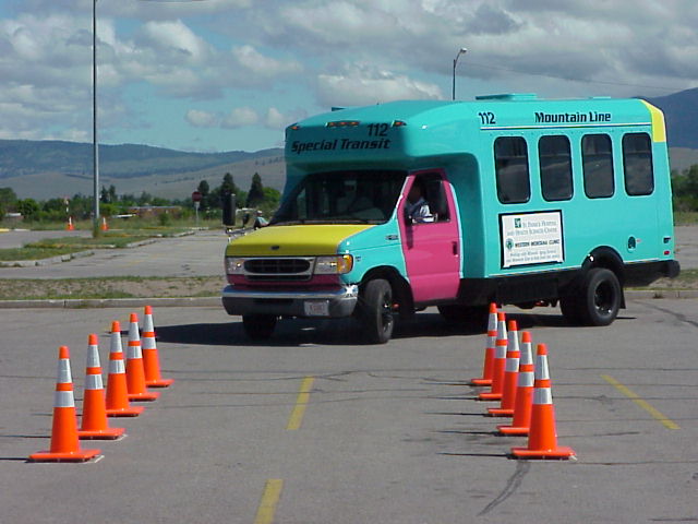 Image of Bus and Obstacle in Montana Roadeo