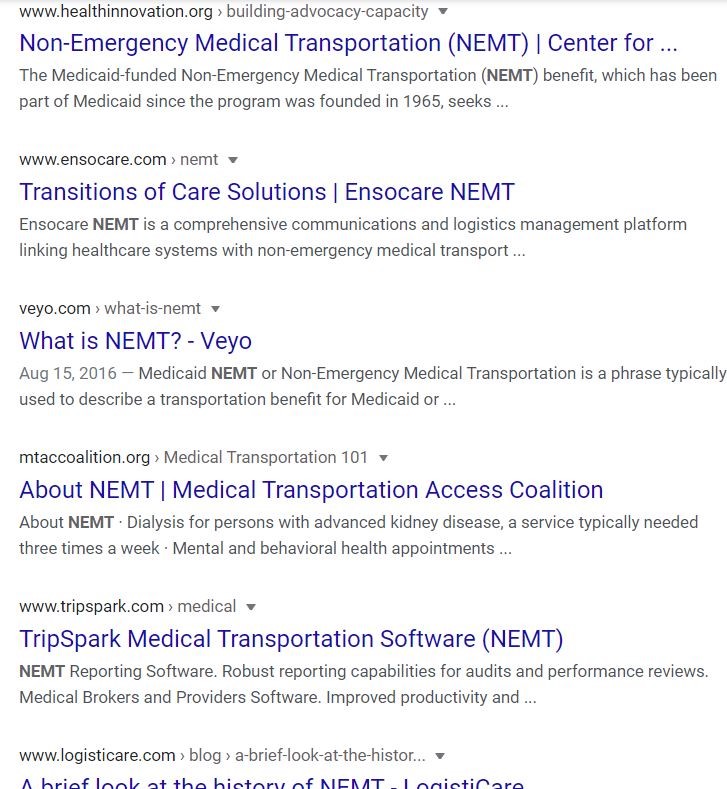 Google Search for NEMT