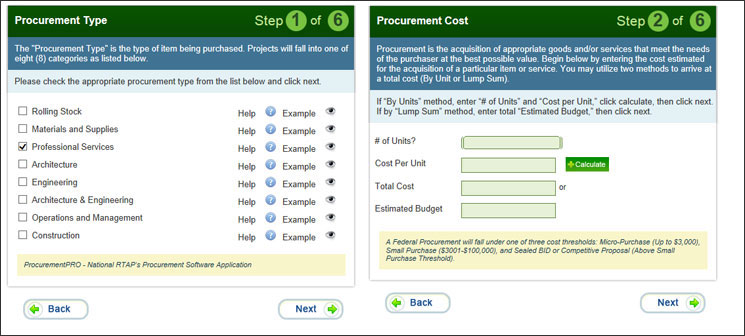 Steps 1 and 2 in ProcurementPRO